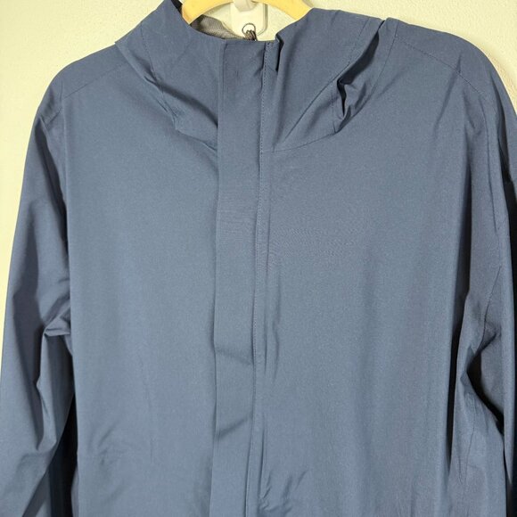 32 Degree Cool Navy Blue Waterproof Hooded Rain Jacket Mens Large Pockets - Picture 4 of 16
